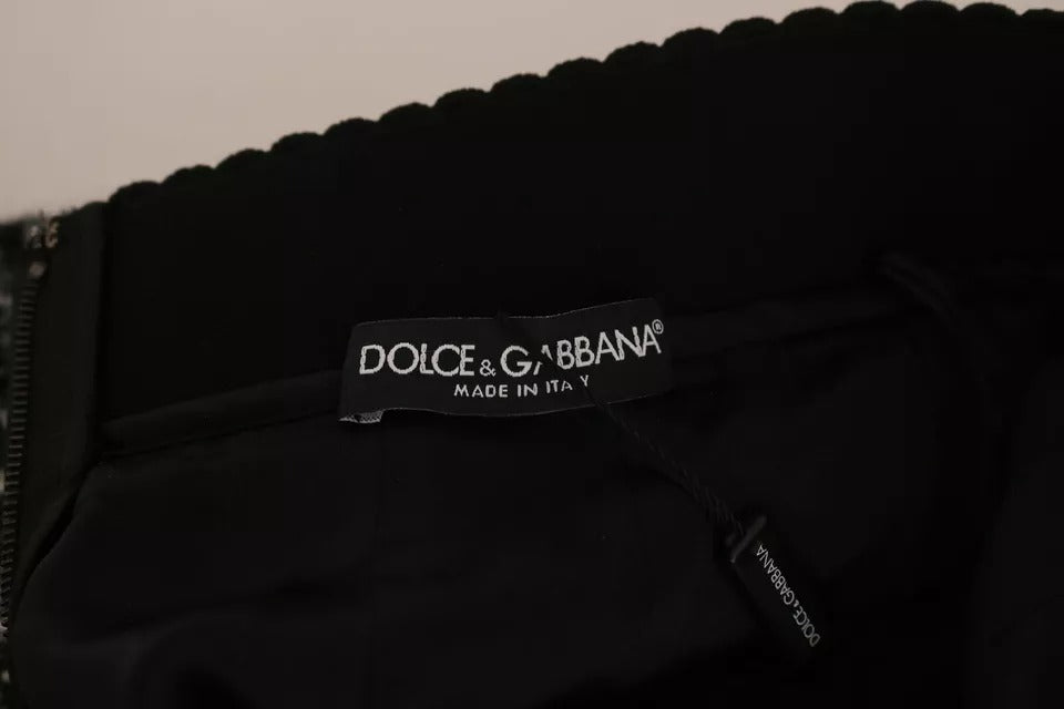 Dolce & Gabbana Black Check Flounce Detailed Wool Mini Skirt