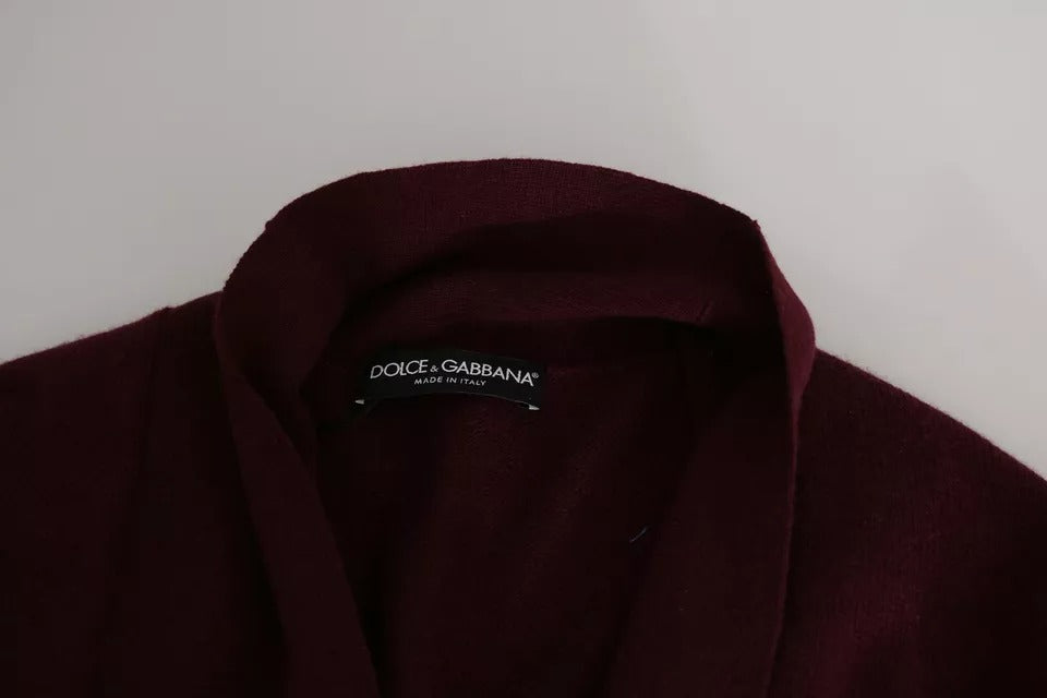 Dolce & Gabbana Bordeaux Cashmere Crown Cardigan Sweater