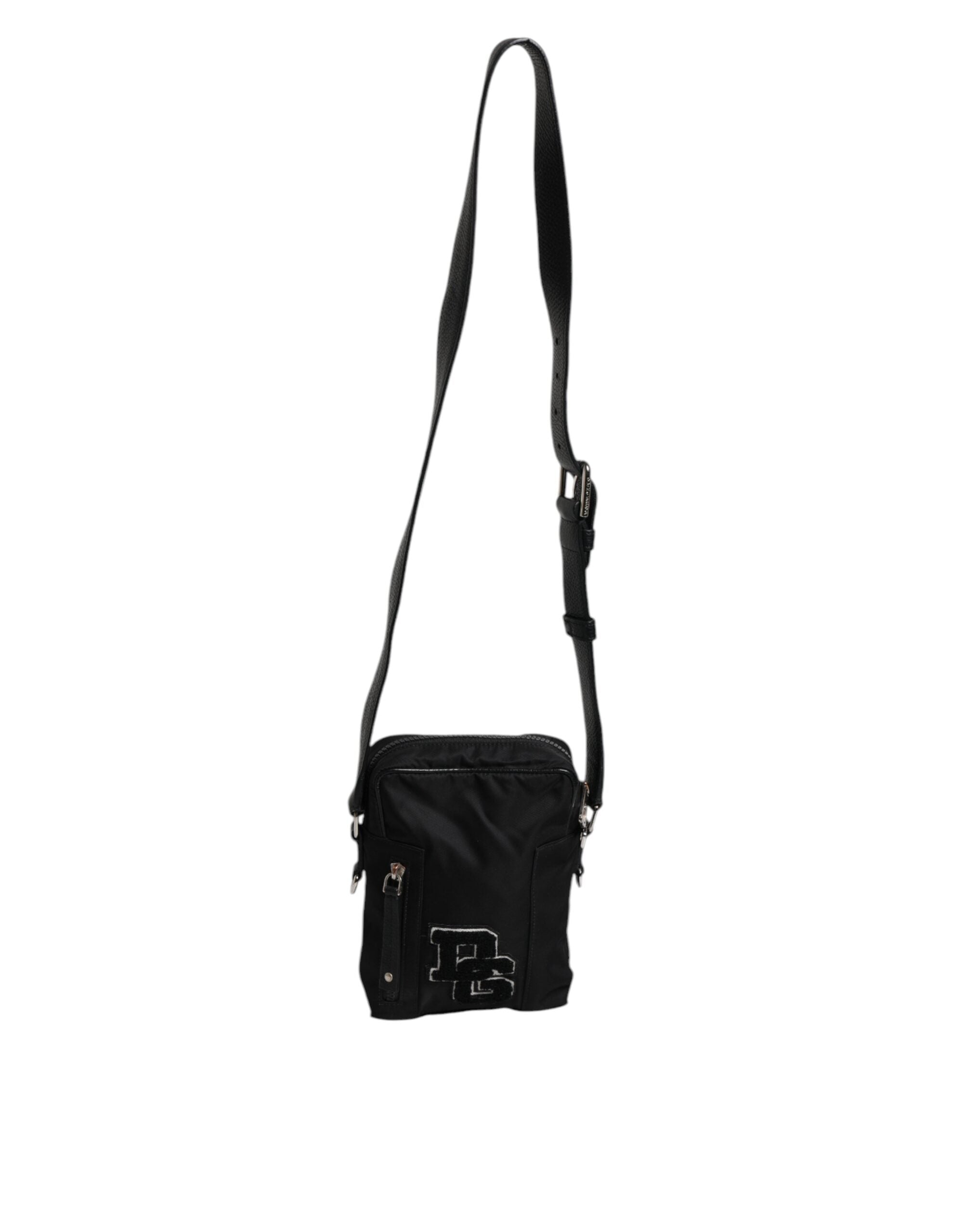 Dolce & Gabbana Black Nylon Leather DG Patch Messenger Crossbody Bag