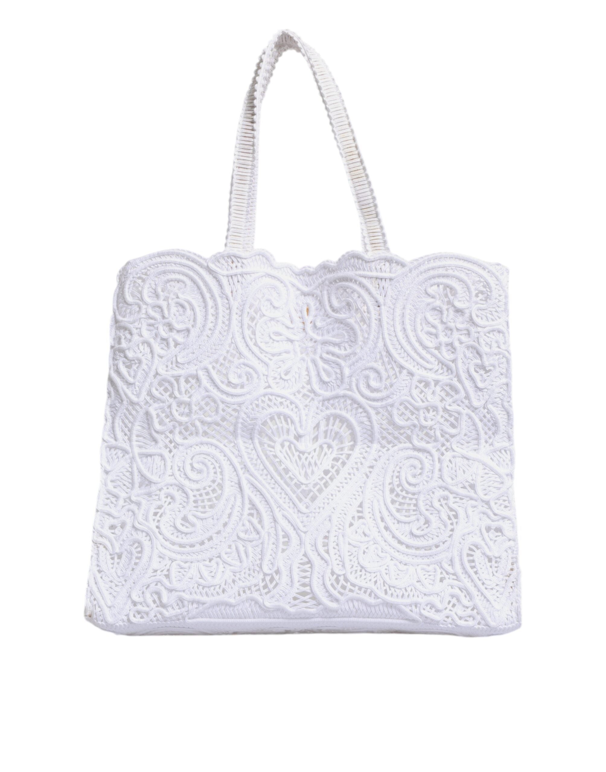 Dolce & Gabbana Bag White Cordonetto Lace Beatrice Shopping Tote