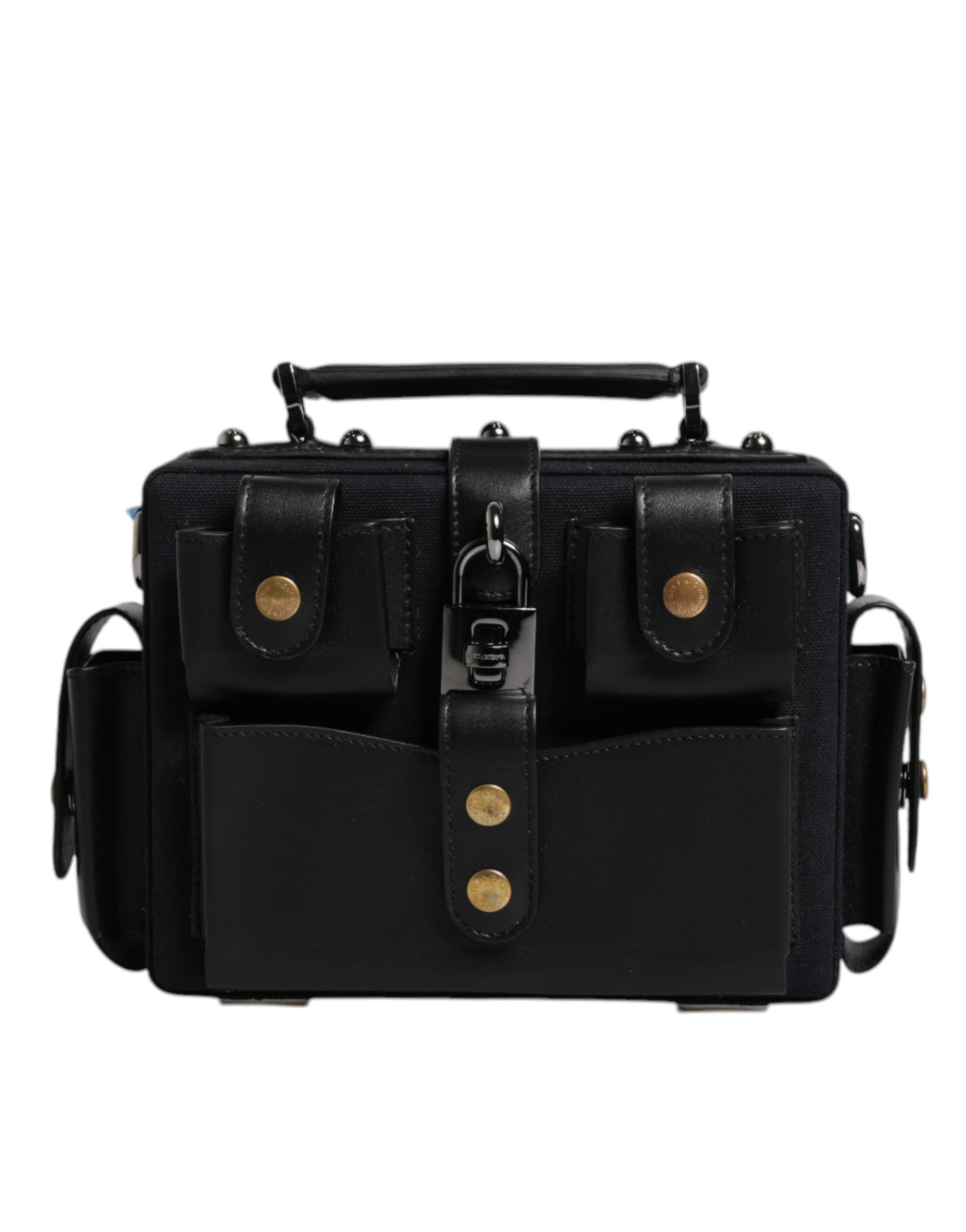 Dolce & Gabbana Black Leather Crossbody Top Handle Bag