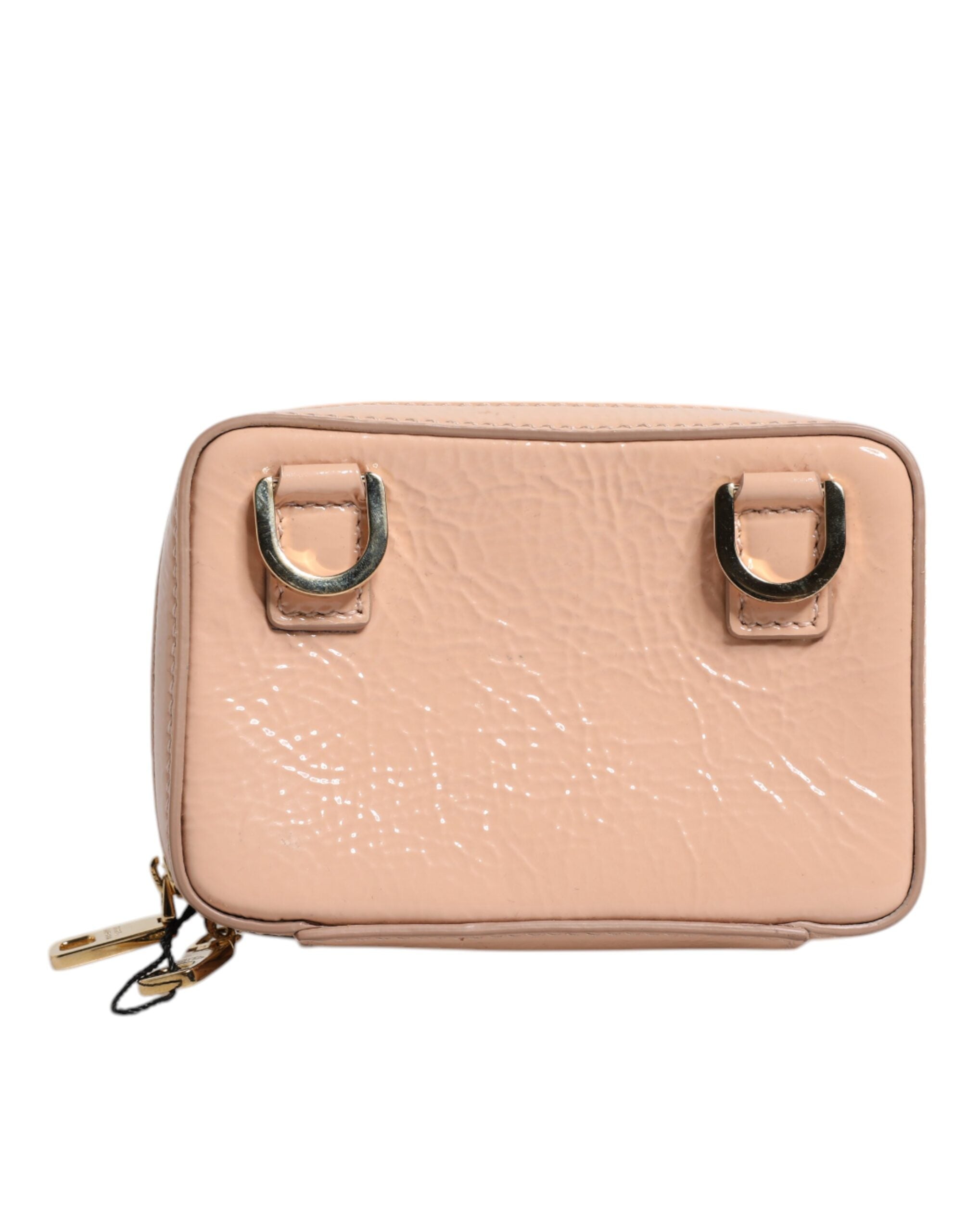 Dolce & Gabbana Nude Leather Logo Plaque Crossbody Bag