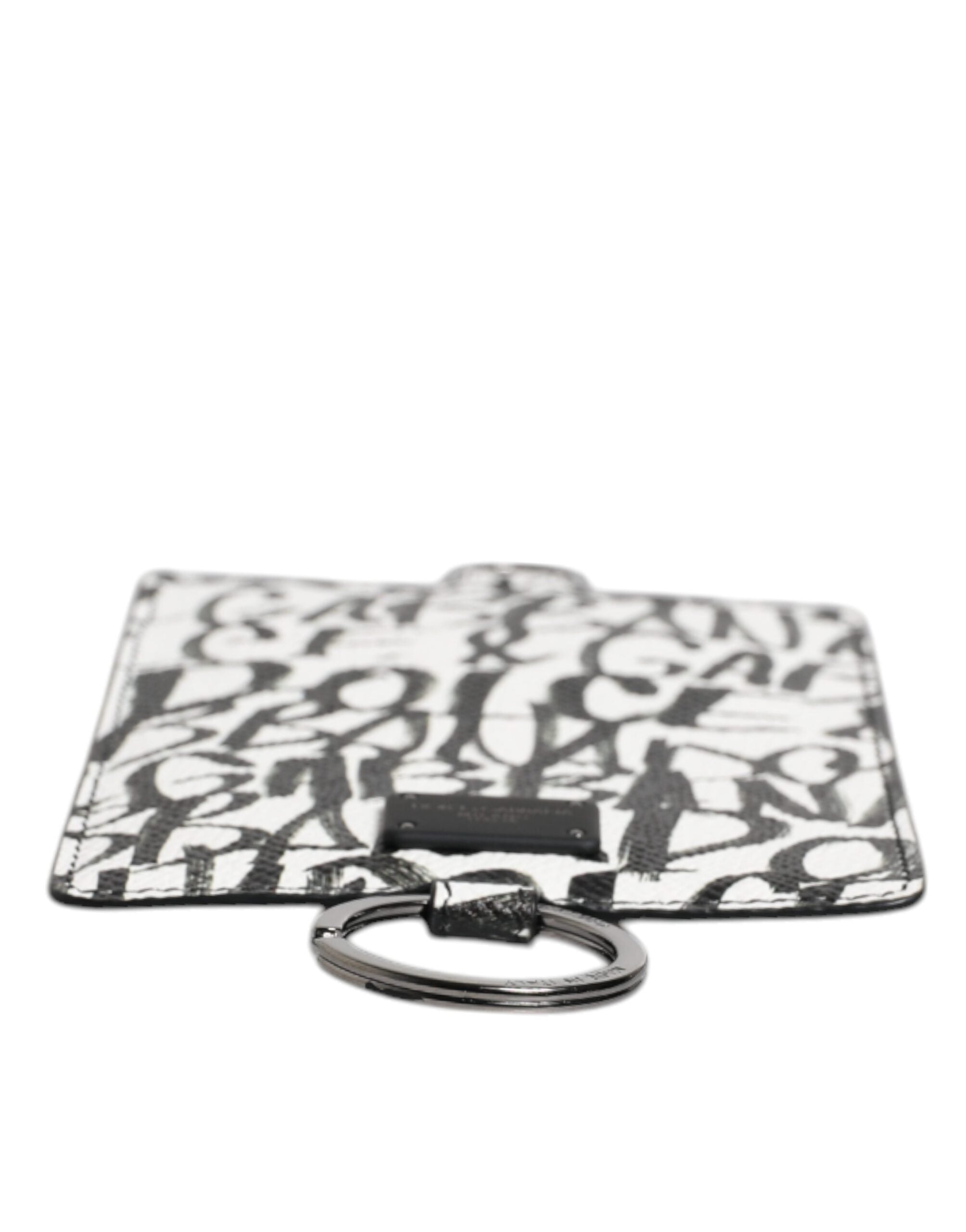 Dolce & Gabbana White Leather Lanyard Logo Print Card Holder Wallet