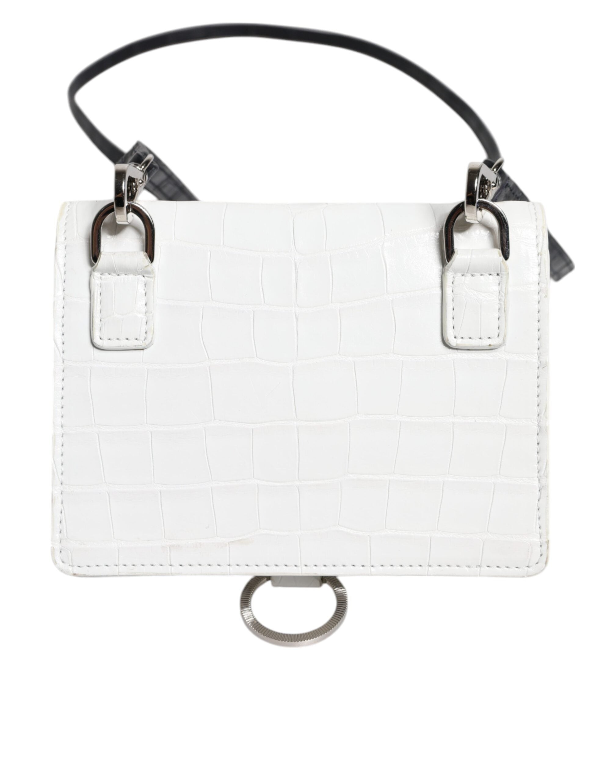 Dolce & Gabbana White Blue Leather Bifold Crossbody Sling Wallet