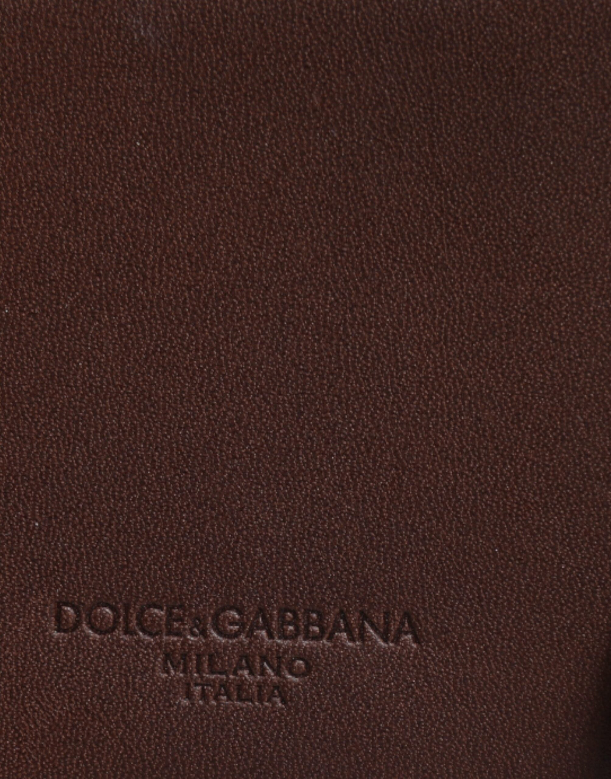 Dolce & Gabbana Brown Leather Zip Logo Keyring Coin Purse Keyring Wallet