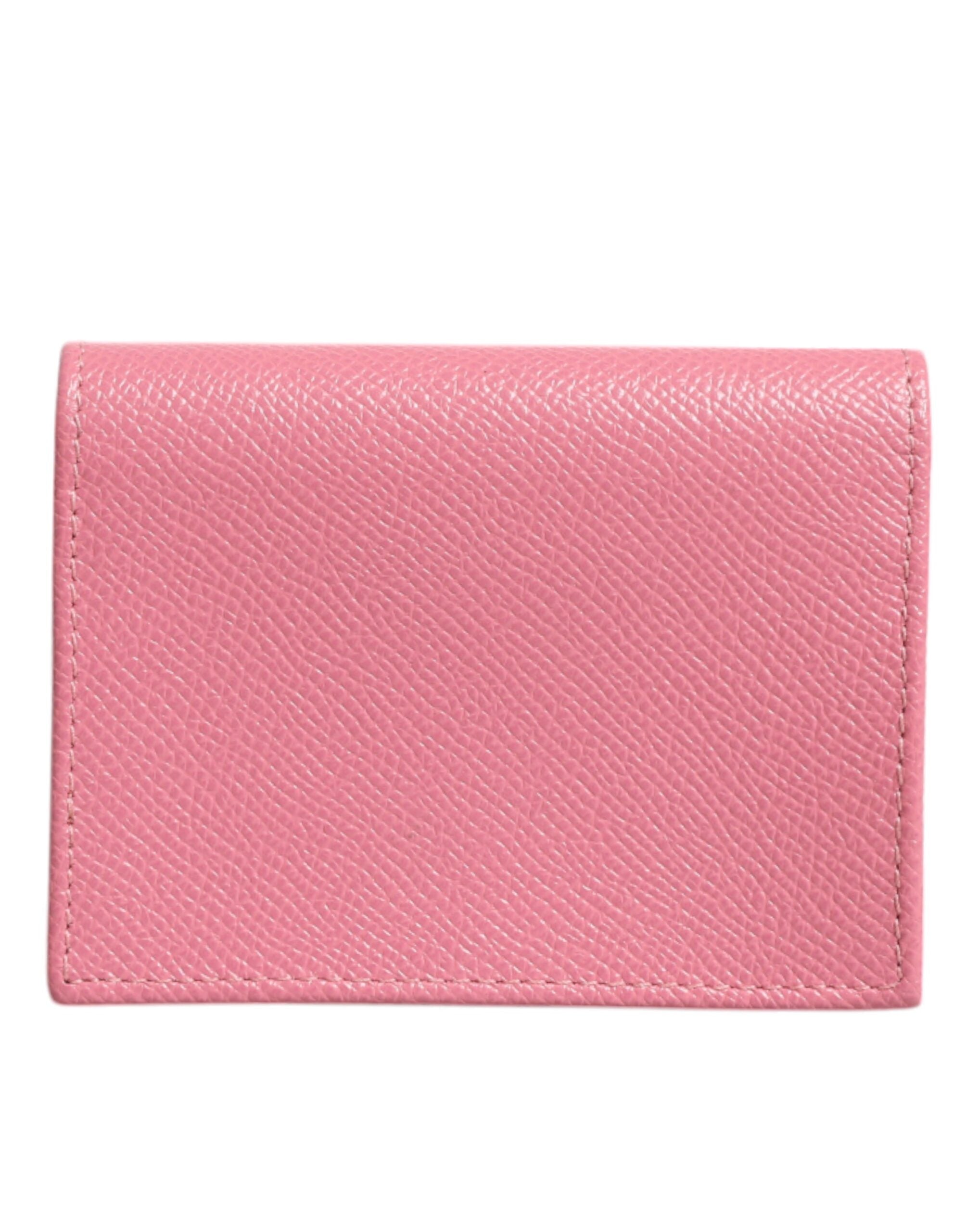 Dolce & Gabbana Pink Calfskin Leather DG Logo Bifold Card Slot Wallet