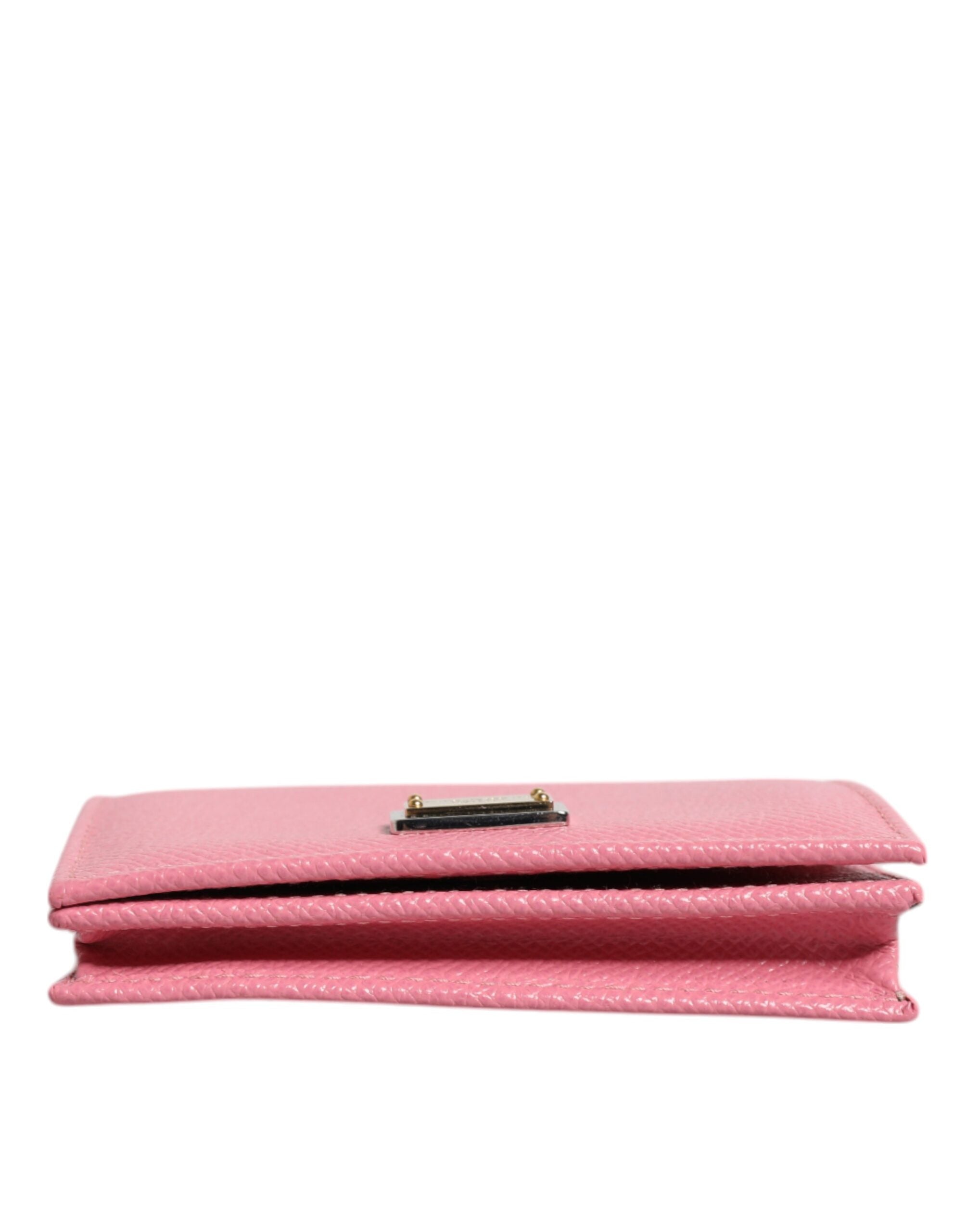 Dolce & Gabbana Pink Calfskin Leather DG Logo Bifold Card Slot Wallet