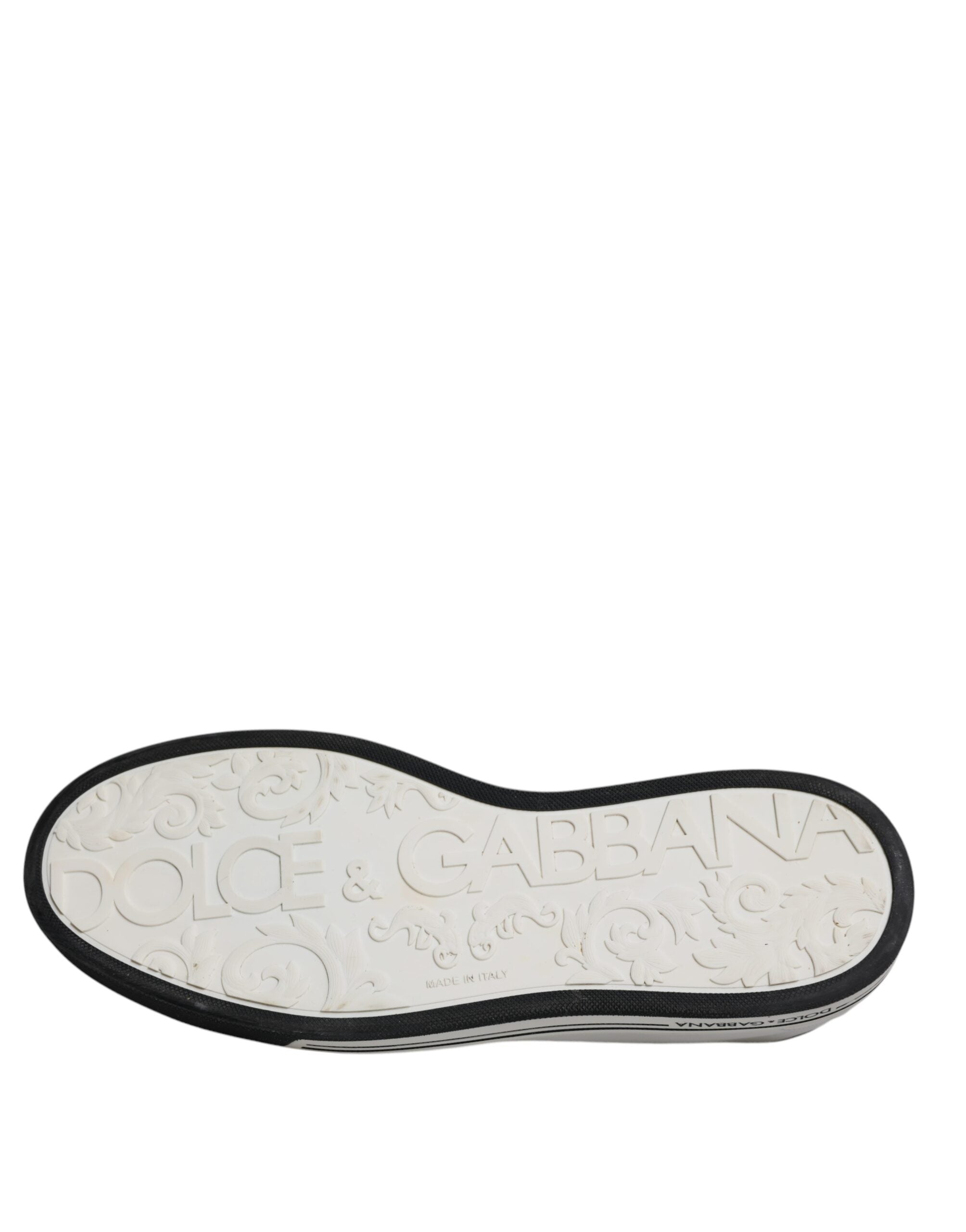 Dolce & Gabbana White Black Leather Logo Low Top Sneakers Shoes