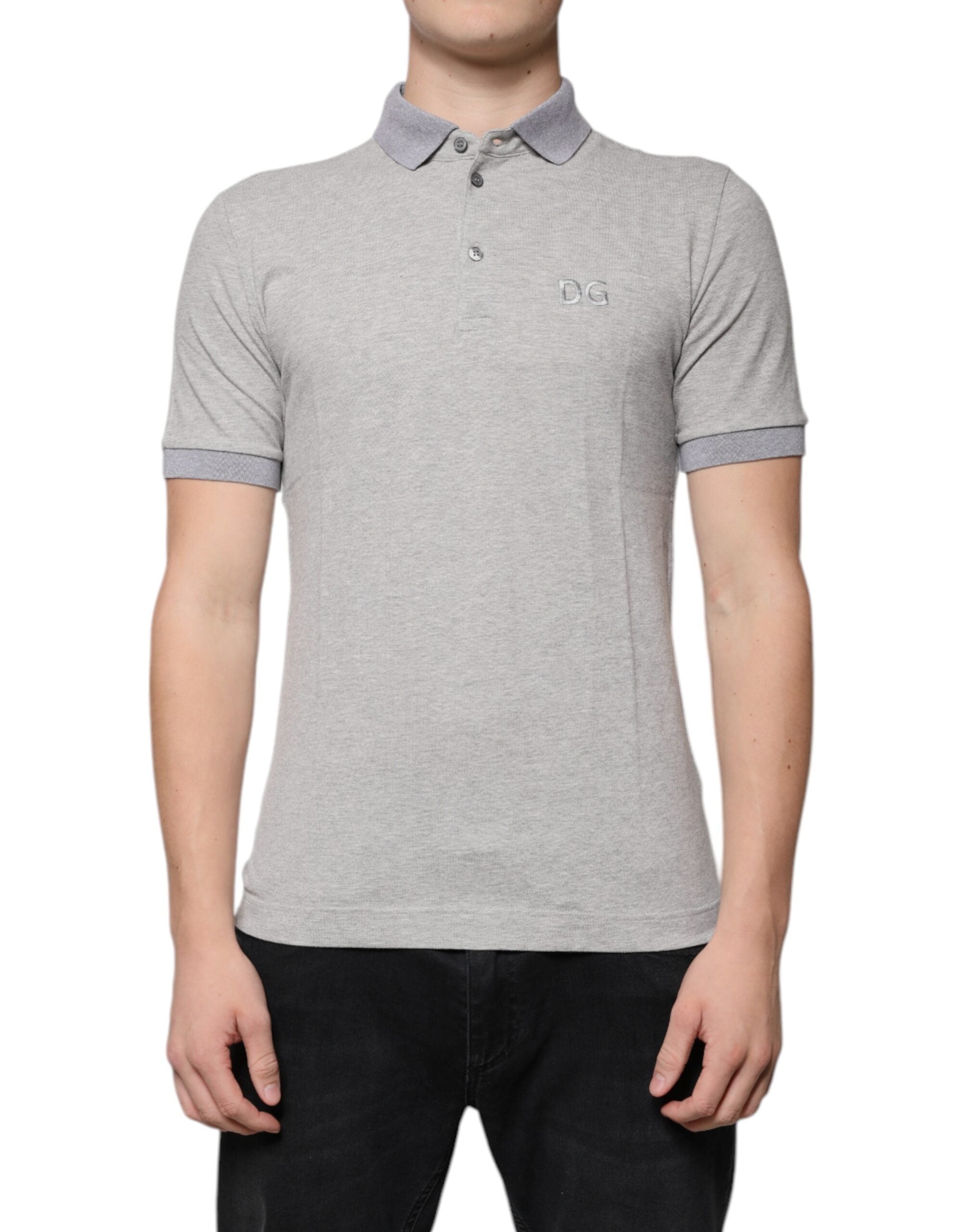 Dolce & Gabbana Gray Collared Short Sleeves Men Polo T-shirt