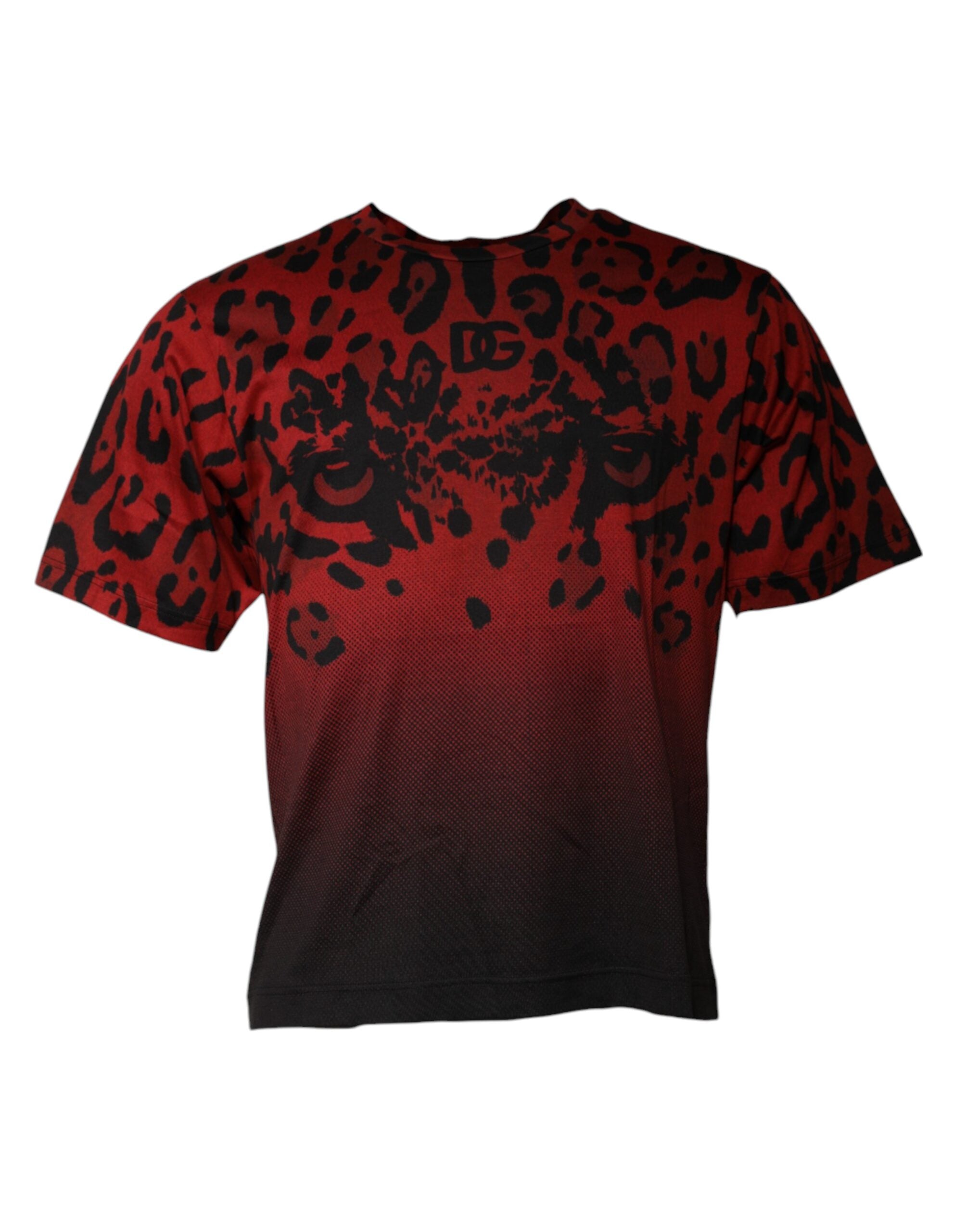 Dolce & Gabbana Red Leopard Cotton Short Sleeves T-shirt