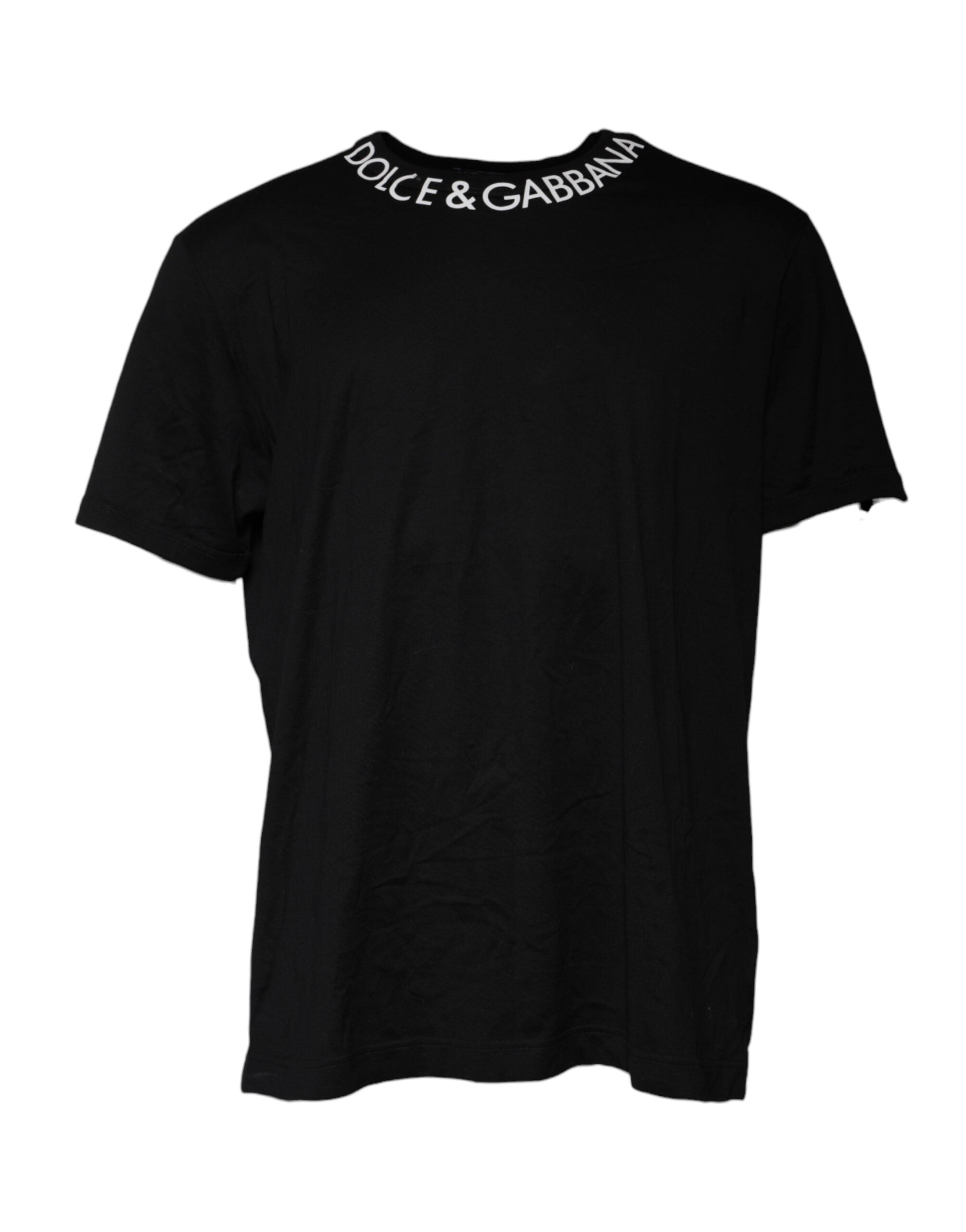 Dolce & Gabbana Black Logo Print Cotton Crew Neck T-shirt