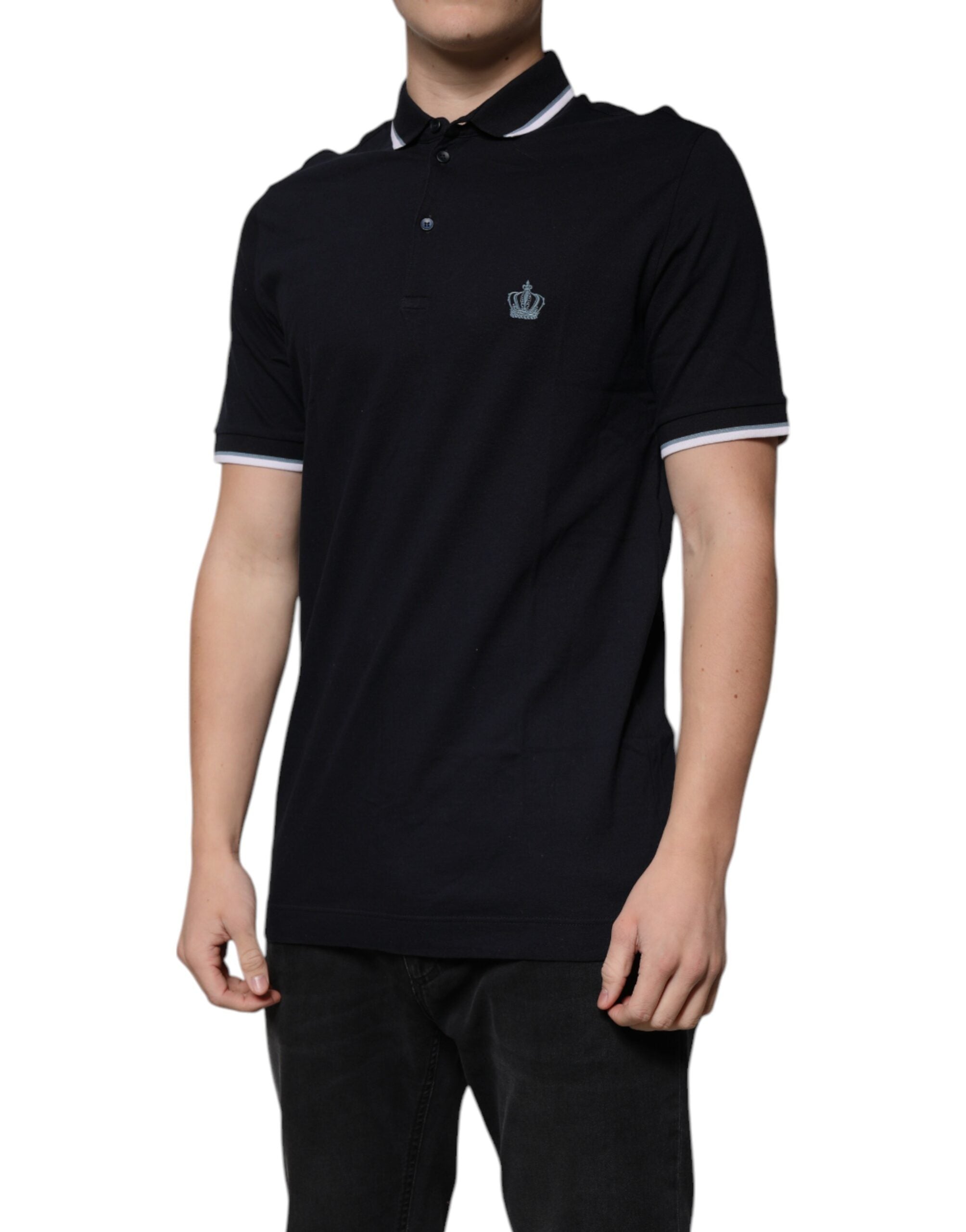 Dolce & Gabbana Black Collared Short Sleeves Men Polo T-shirt