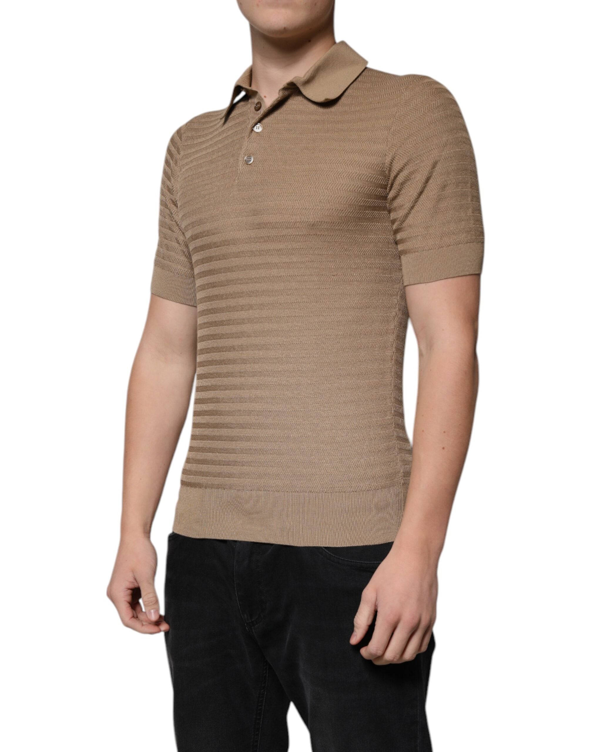 Dolce & Gabbana Brown Collared Short Sleeves Polo T-shirt