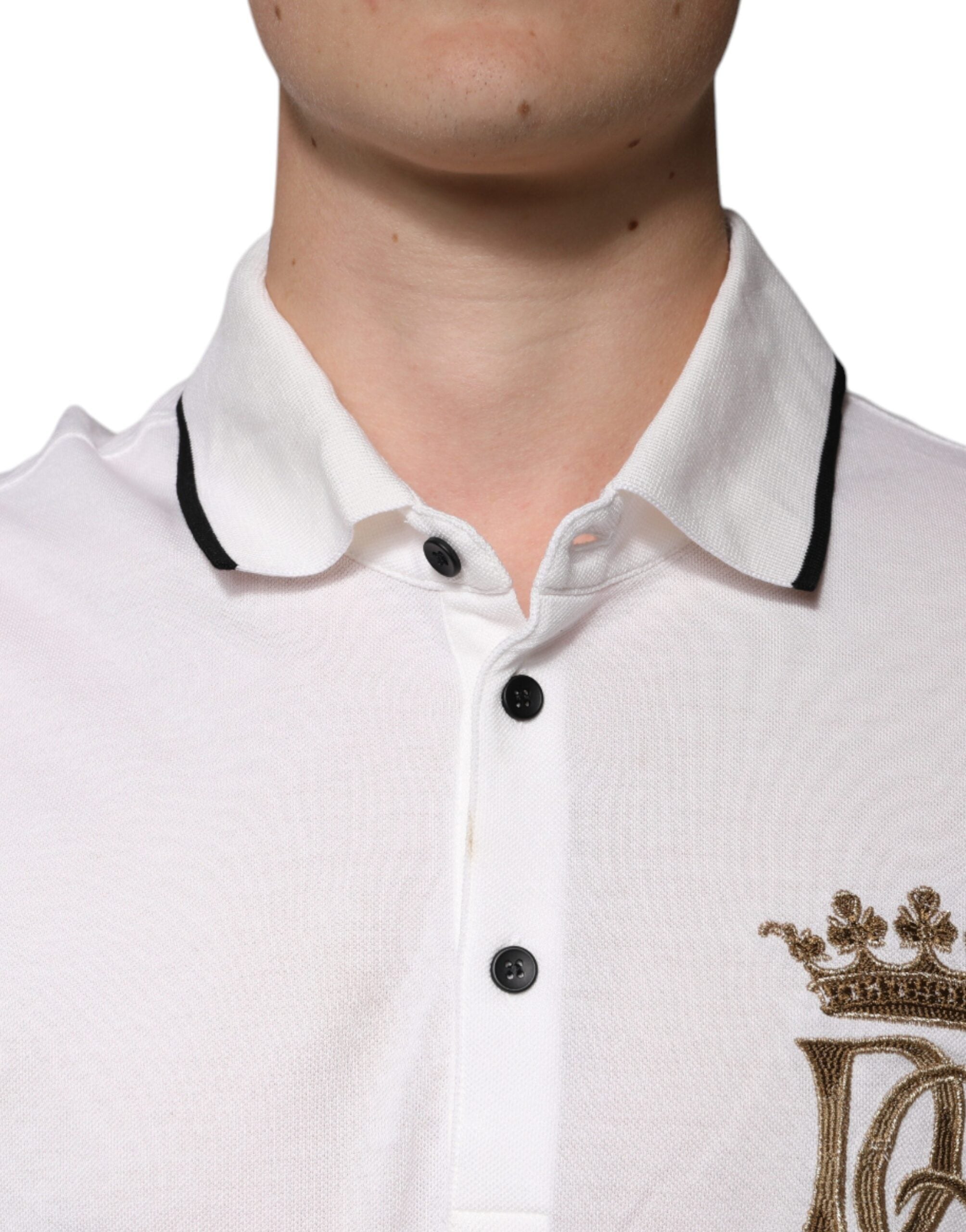 Dolce & Gabbana White Collared Short Sleeves Polo T-shirt