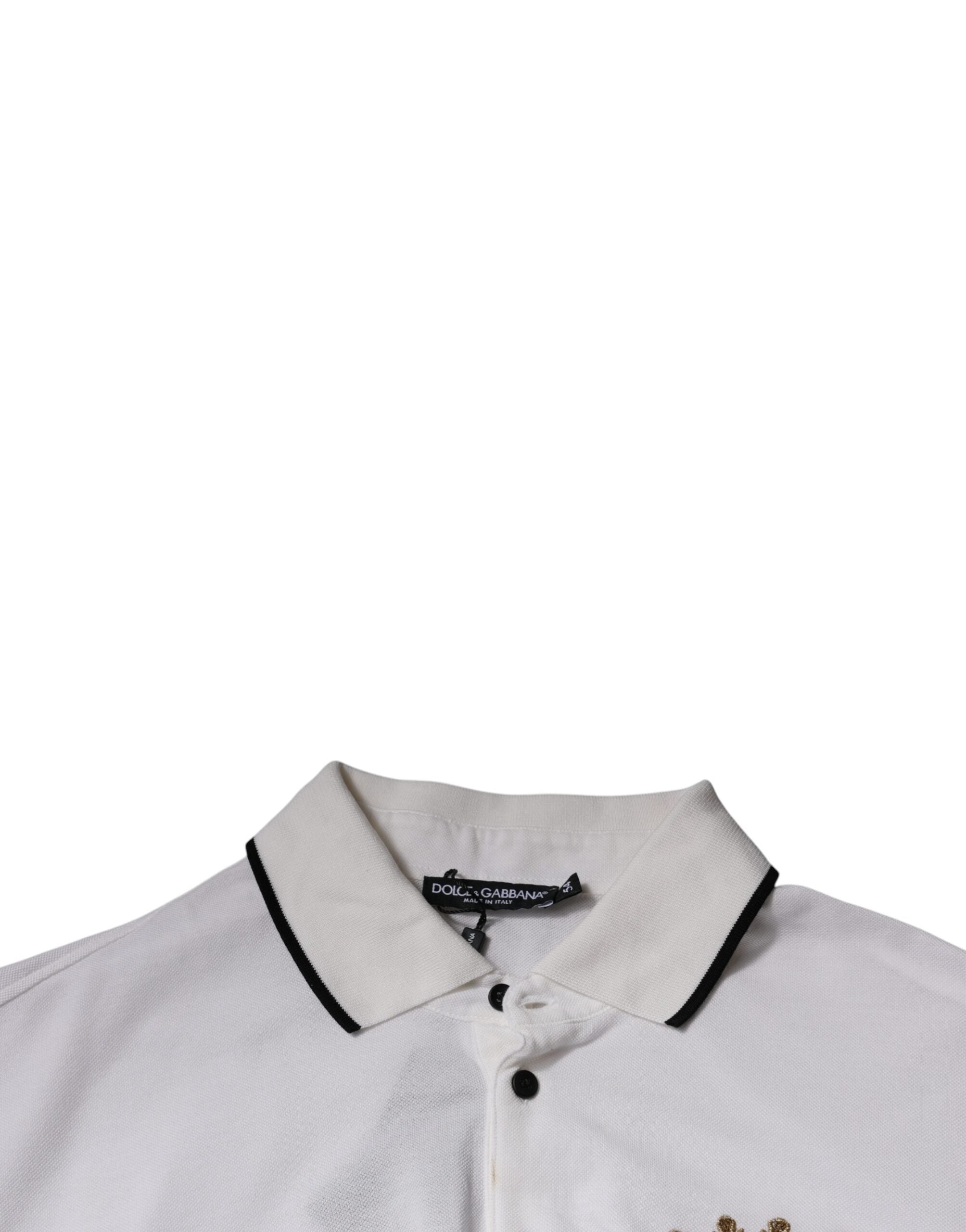 Dolce & Gabbana White Collared Short Sleeves Polo T-shirt