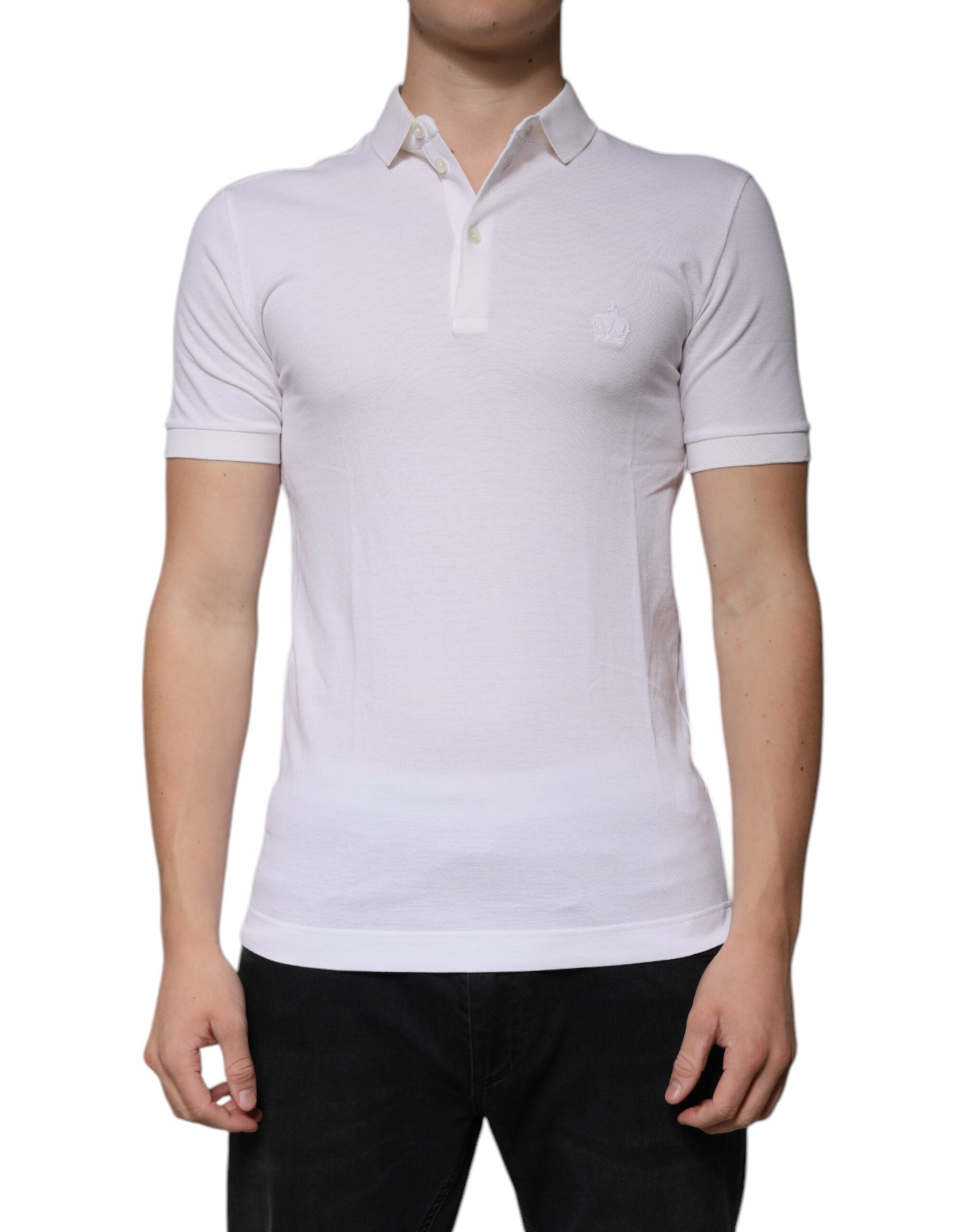 Dolce & Gabbana White Collared Short Sleeve Men Polo T-shirt