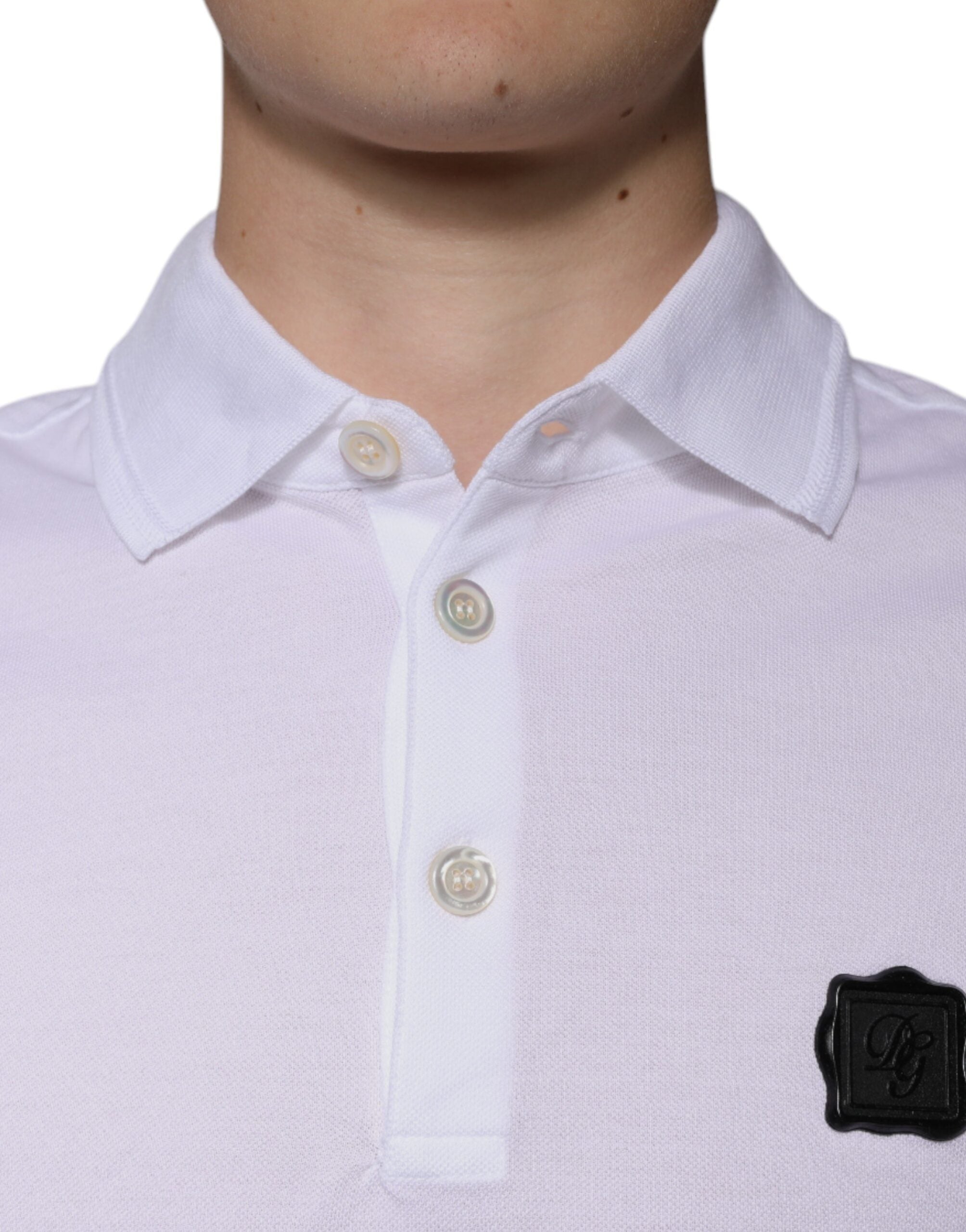 Dolce & Gabbana White Collared Short Sleeves Polo T-shirt