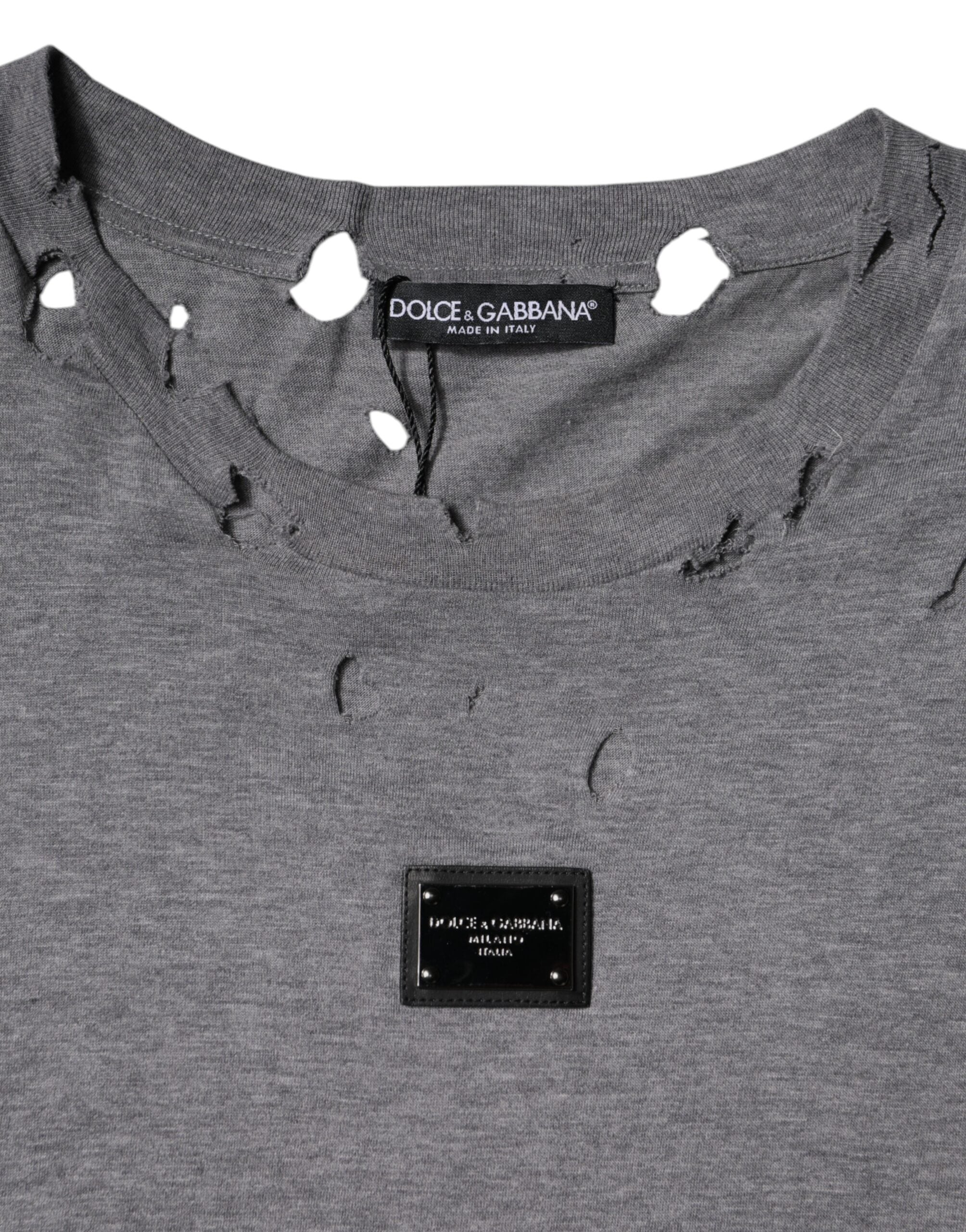 Dolce & Gabbana Gray Logo Crew Neck Short Sleeves T-shirt