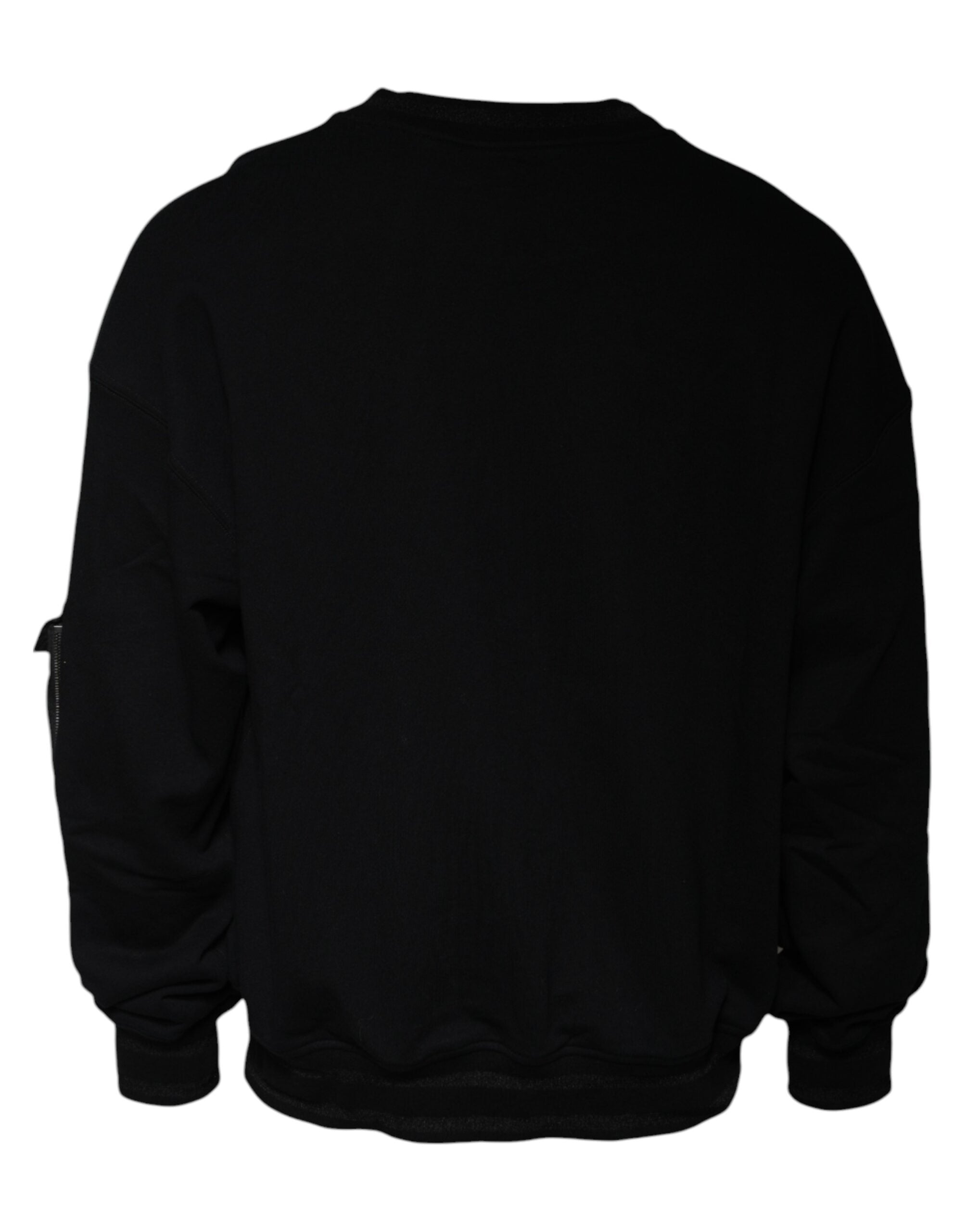 Dolce & Gabbana Black Cotton Crew Neck Men Pullover Sweater