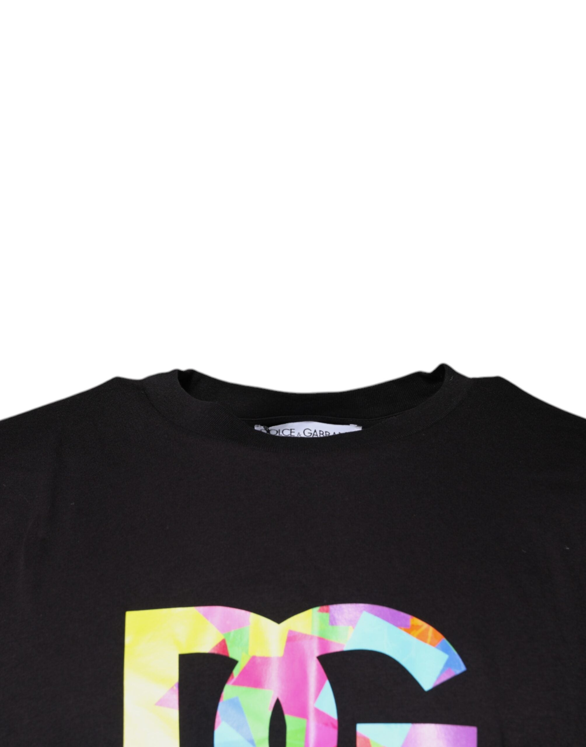 Dolce & Gabbana Black Logo Print Cotton Crew Neck T-shirt