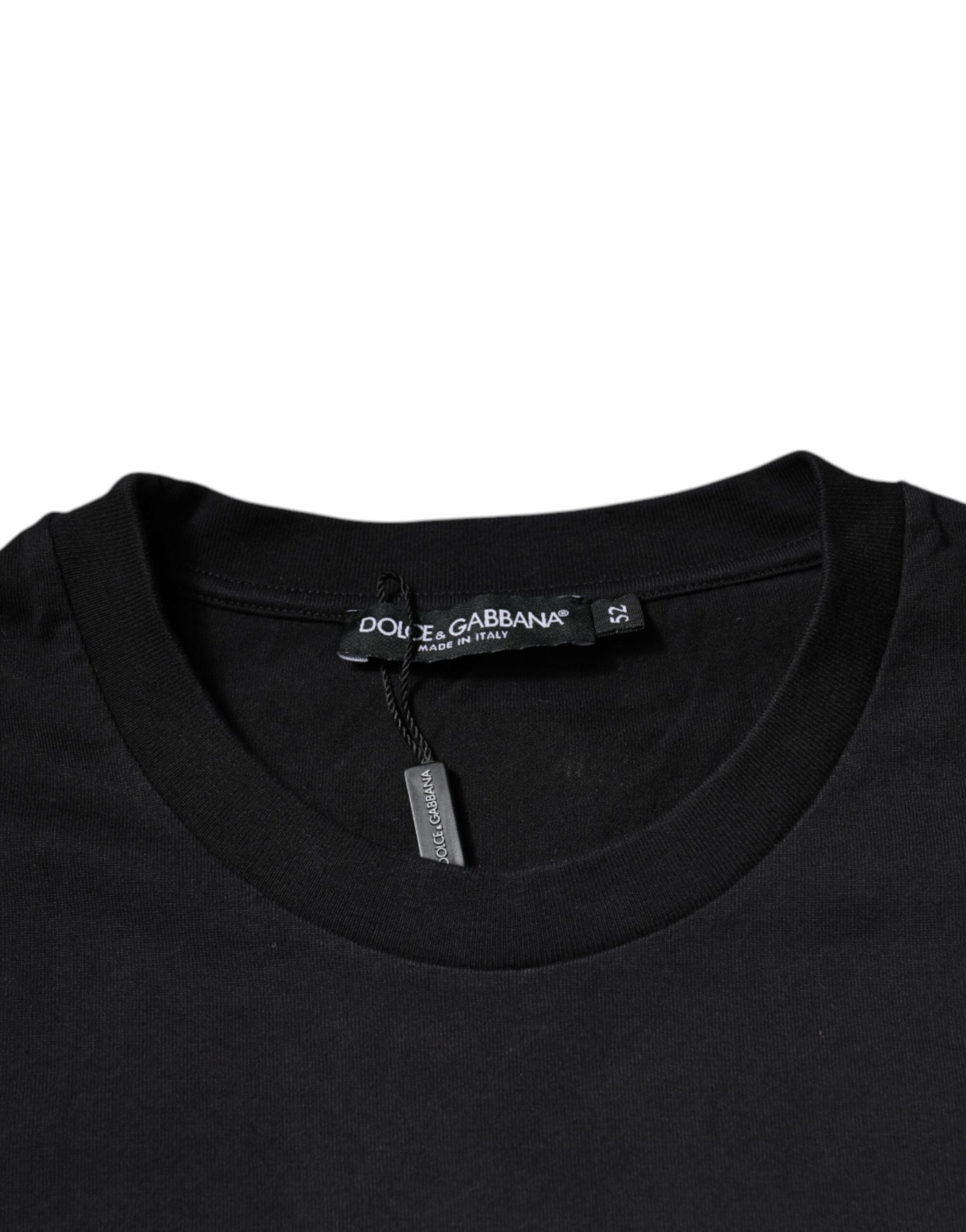 Dolce & Gabbana Black Logo Cotton Crew Neck T-shirt