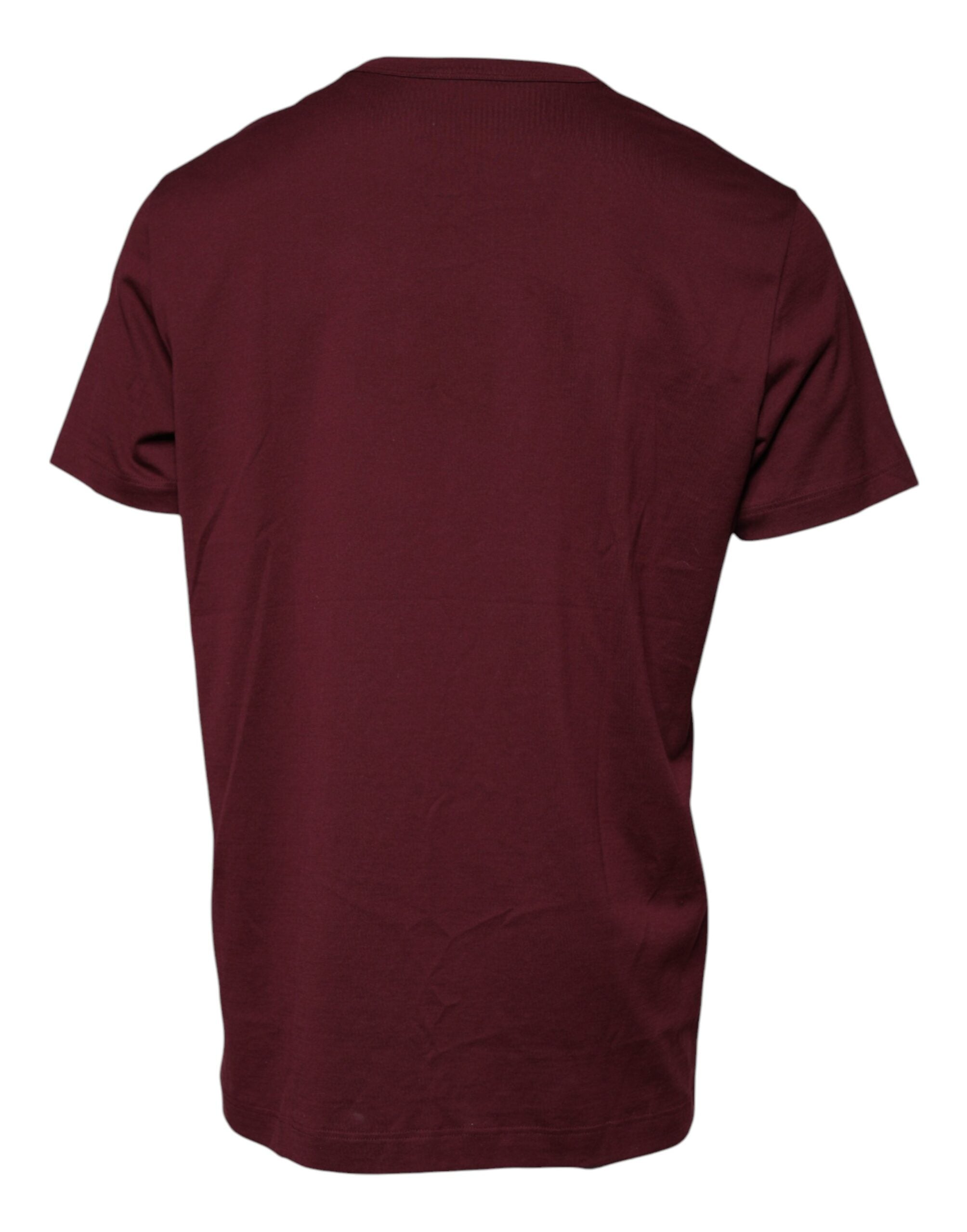 Dolce & Gabbana Maroon Logo Print Cotton Crew Neck T-shirt