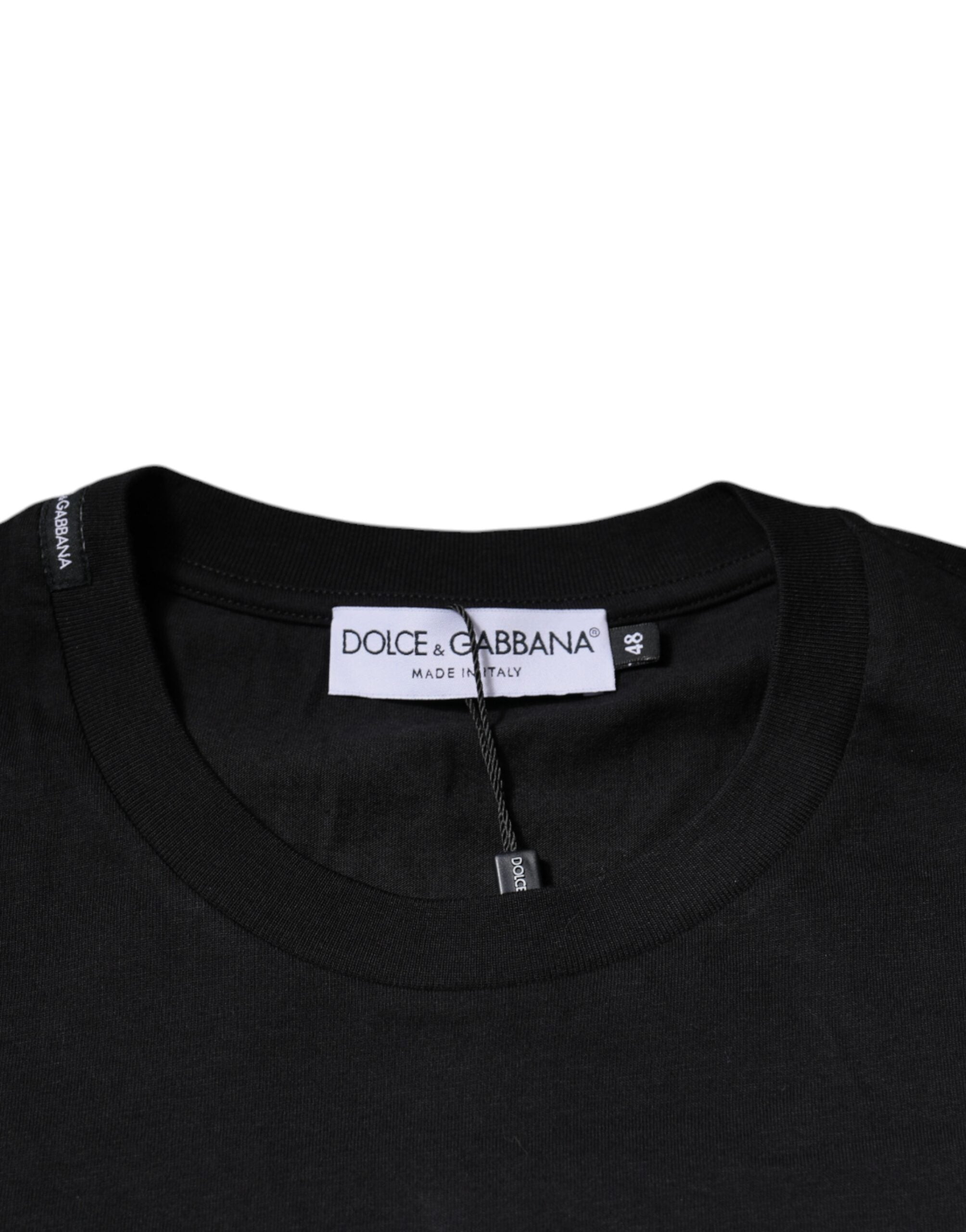 Dolce & Gabbana Black Cotton Crew Neck Short Sleeves T-shirt