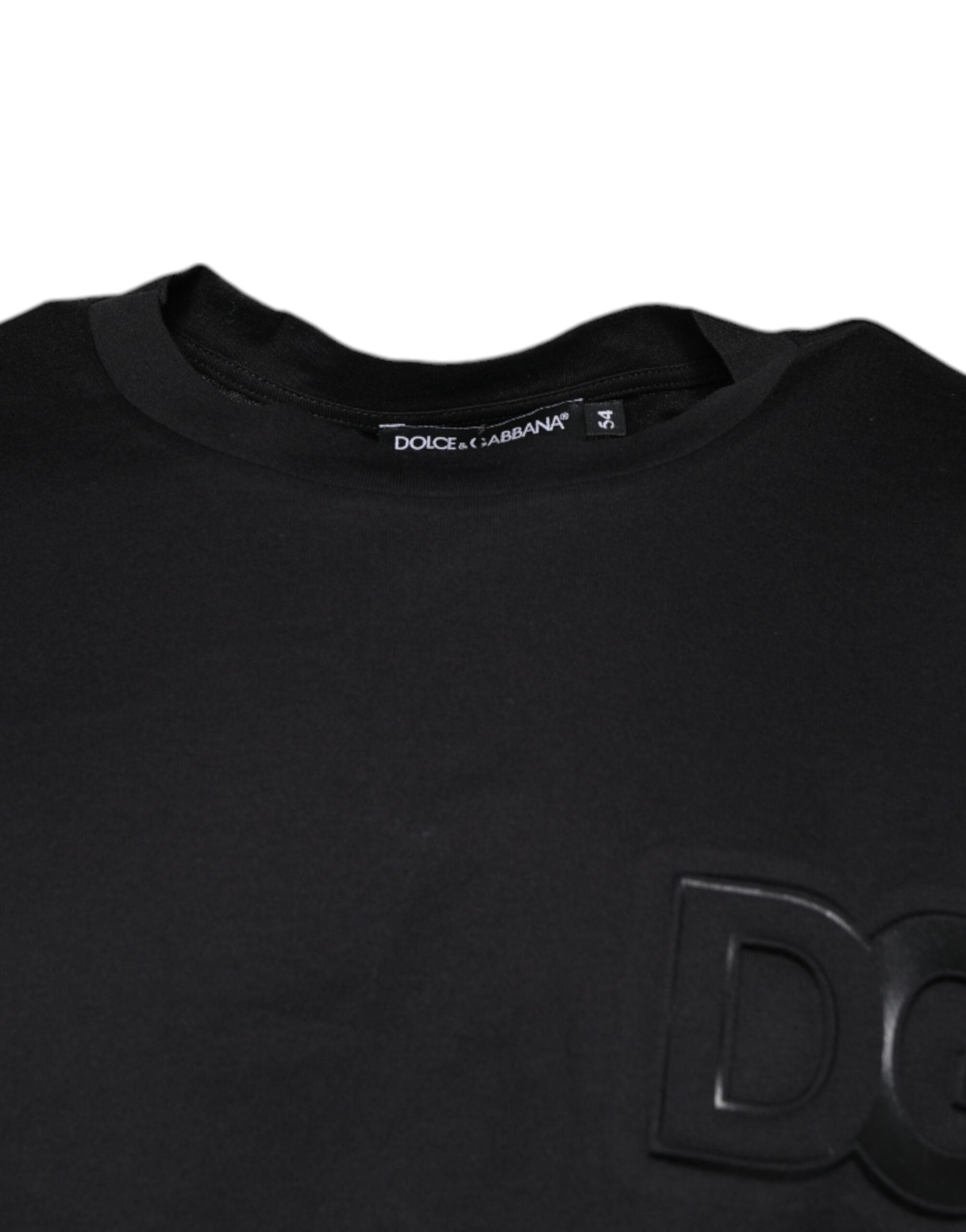 Dolce & Gabbana Black Logo Print Cotton Crew Neck T-shirt