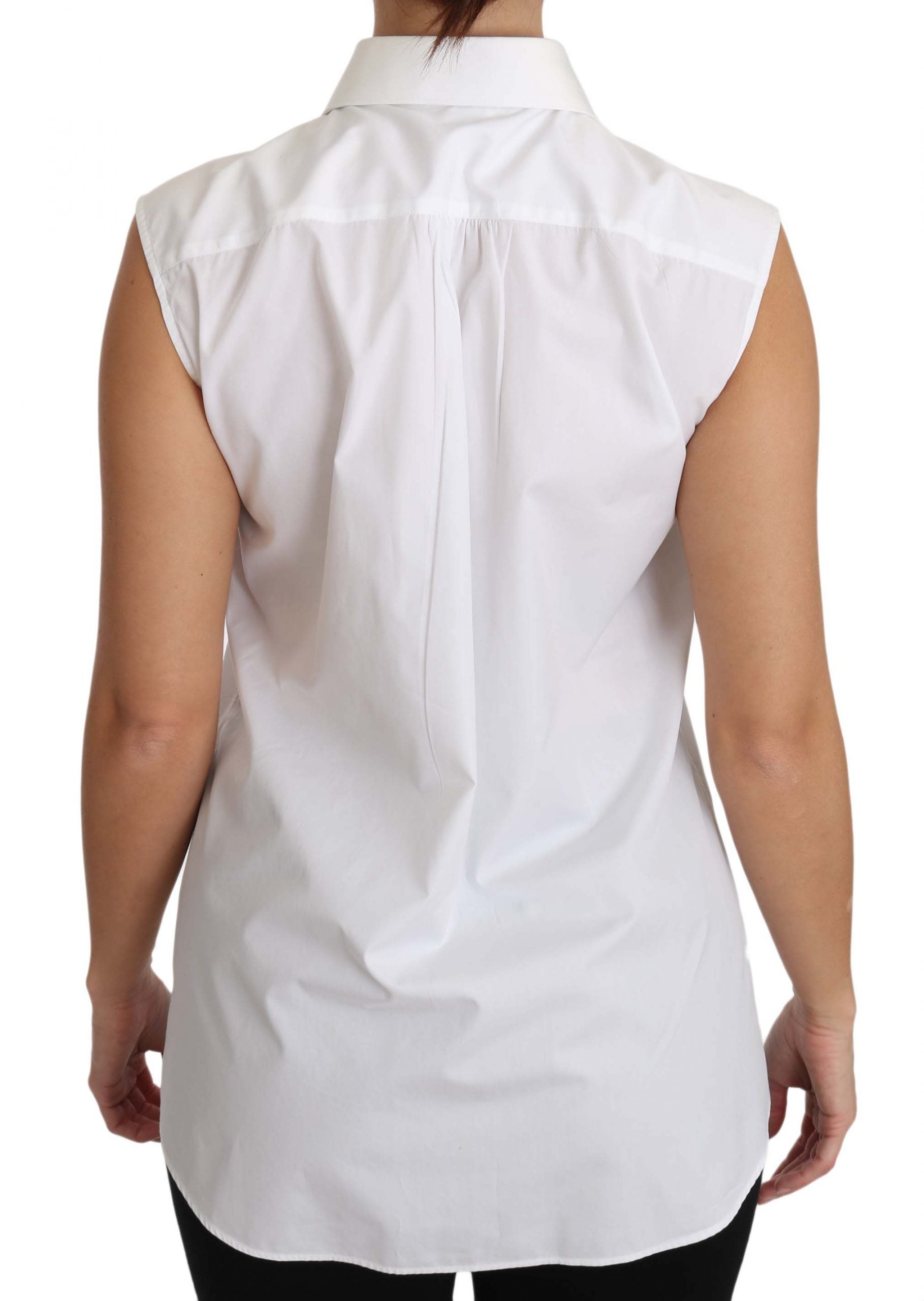 Dolce & Gabbana Elegant Sleeveless White Cotton Blouse