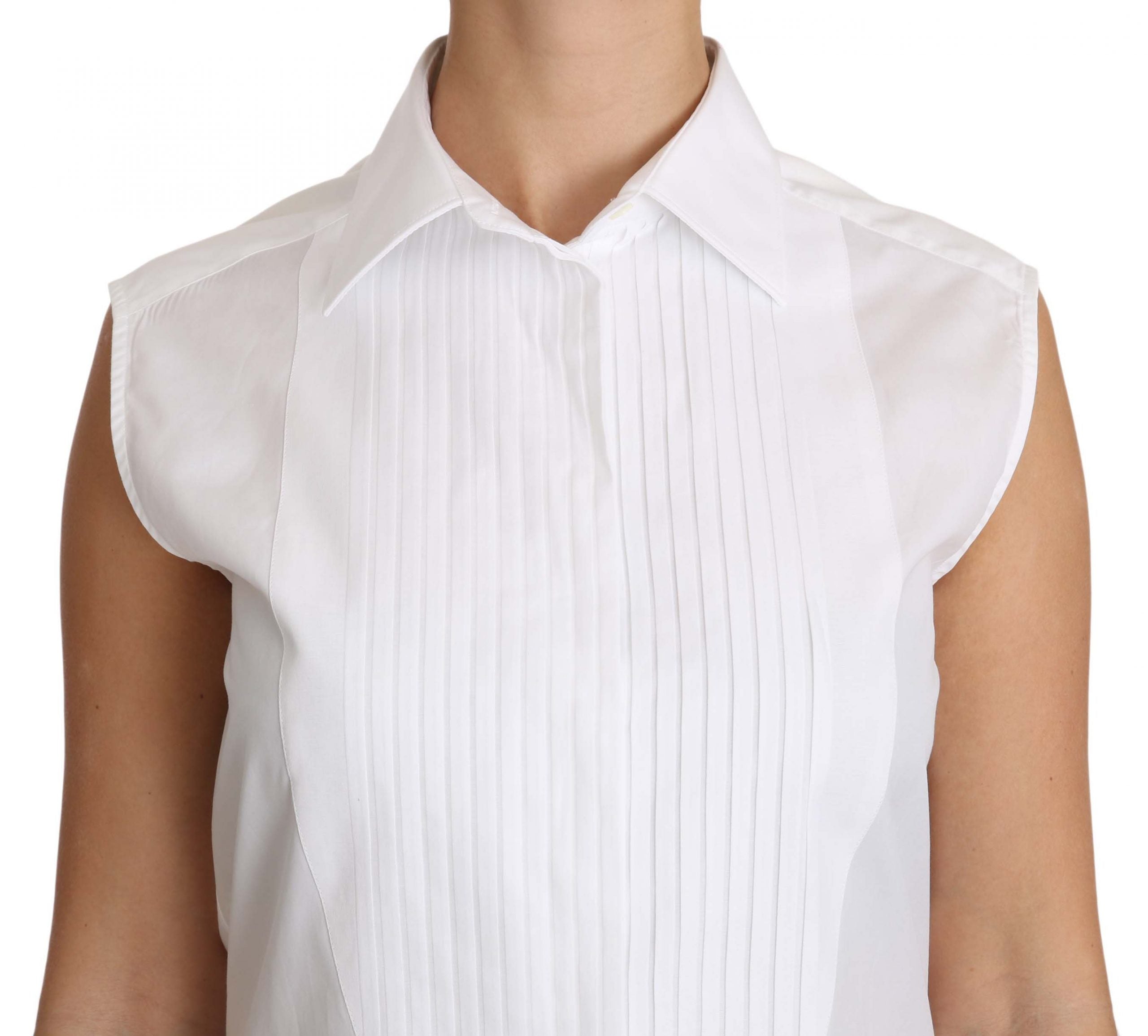 Dolce & Gabbana Elegant Sleeveless White Cotton Blouse