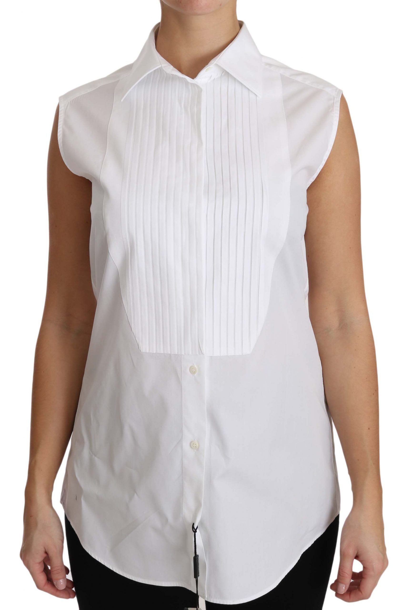 Dolce & Gabbana Elegant Sleeveless White Cotton Blouse