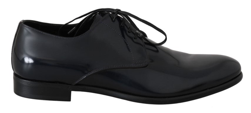 Dolce & Gabbana Elegant Dark Blue Leather Derby Shoes